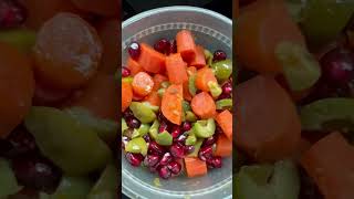 Carrot, green olives, pomegranate and fennel salad