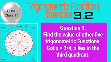 CBSE Class 11 EX 3.2 Q 3: Find the value of other five trigonometric Functions Cot x = 3/4, x lies