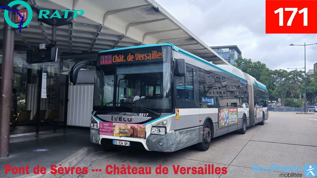 Bus 171 RATP - Urbanway 18 Hybride N°5517 Pont de Sèvres --- Château de Versailles
