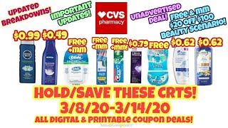 CVS Unadvertised Deals, Hold these CRTs, and Updates 3/8/20-3/14/20! Digital and Printable Deals!