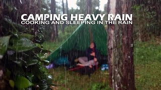 SOLO CAMPING IN HEAVY RAIN - SETTING UP THE TENT IN RAIN, STORM, AND LIGHTNING - ASMR