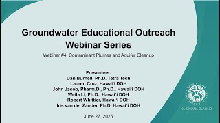 Groundwater Basics Webinar #4 - Contaminant Plume and Aquifer Cleanup