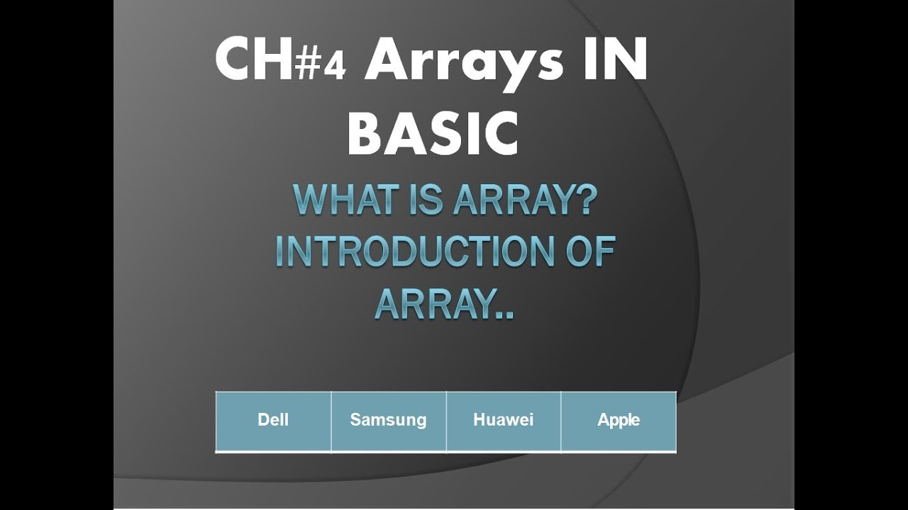 10th class ch# 4 Introduction of arrays | Arrays in BASIC - YouTube