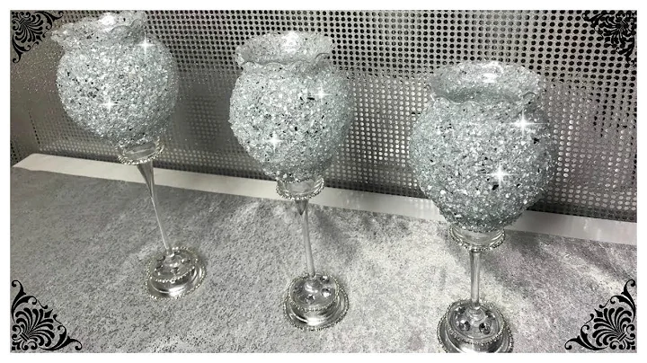 DIY DOLLAR TREE VASE AND  CRUSHED GLASS BLING CANDLE HOLDERS 2018