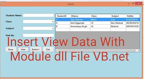 Insert View Data with Module dll File in Access Database Using Visual basic.net | VB.net Part 1/1