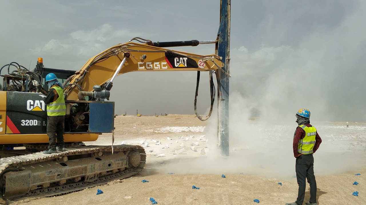 Excavatorbased Drilling Rig at Kuwait South AlMutlaa Housing Project