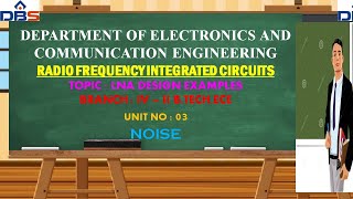 Lna Design Examples | Radio Frequency Integrated Circuits | ECE | Online Education | DBS