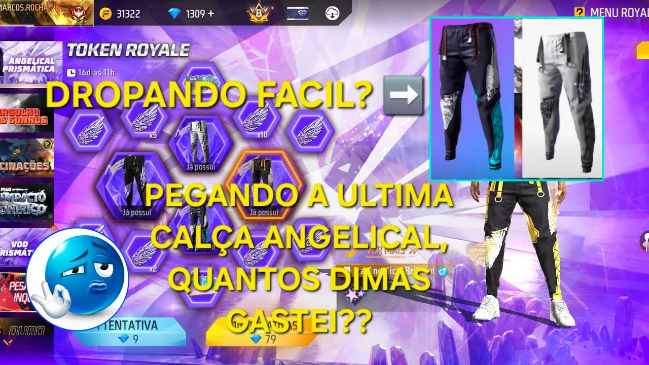 ⚠️PEGANDO A ULTIMA CALÇA ANGELICAL FREEFIRE. CALÇA ANGELICAL AZUL E BRANCA DOPRANDO FACIL?? CONFIRA!