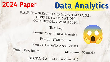 Degree Semester 3 - Data Analytics 2024 Question Paper 3sem Skill Course Degree Exams November 2024