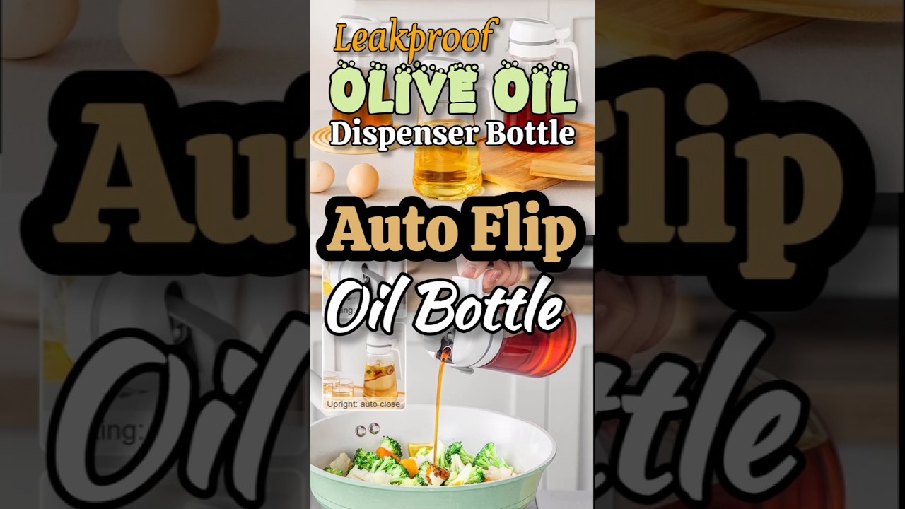 Olive Oil Dispenser Bottle Auto Flip Oil Bottle Kitchen Glass Container