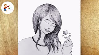 How to Draw A Beautiful Girl Hand Holding Love Icon | A Tumblr Korean Heart | Pencil Drawing