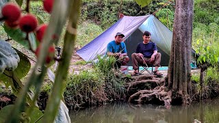 2 DAYS CAMPING ON THE EDGE OF THE FOREST EXPLORE THE RIVER HARVESTING WILD FISH