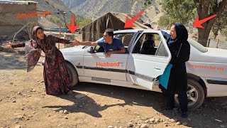 The second lady's anger and opposition to the husband for taking the sick first lady to the hospital