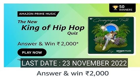 Amazon Prime Music Quiz Answers Today|10 November 2022 | Daily Quiz Time