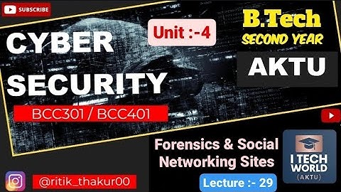 Cyber Security (Lec :-29) Unit :- 4 Forensics & Social Sites B.Tech AKTU 2nd Year BCC301/BCC401