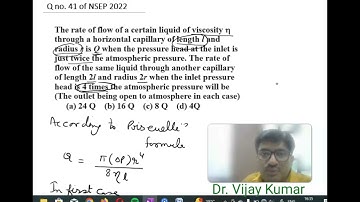 Flow of Liquid, Q. no. 41 of NSEP-2022, a first level examination of Physics Olympiad Examination