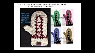 CROCHET PATTERN, NORDIC MITTENS, PATTERN # 2278