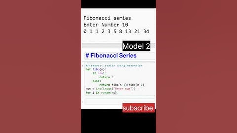 Fibonacci series using Recursion || Subscribe