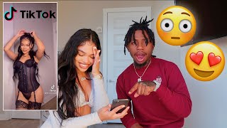 My Boyfriend Reacts To My TikTok Drafts!