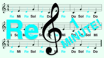 How to Read Note Re in 1 Minute (Fixed Do Solfege) - 4 Notes, Treble Clef, Andante (Walking Pace)