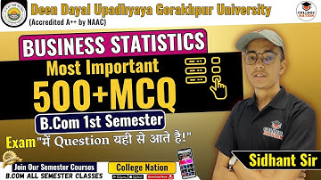 Business Statistics | Lec -6  | most important mcqs | B.com 1st Semester Exam | For DDU