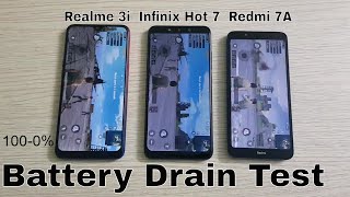 Realme 3i vs Infinix Hot 7 vs Redmi 7A Battery Drain Test