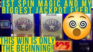 My Biggest Jackpot On a $50 Triple Stars Spin & My Best Day Winning Hand Pays! So Many Slots Played!