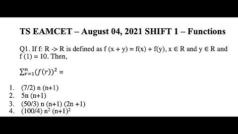 TS EAMCET Maths - Functions August 04, 2021 Shift 1