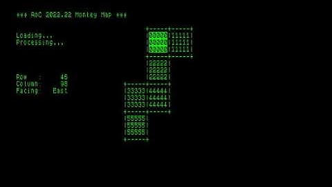 Advent of Code 2022 day 22 (in Pascal, on 8-bit CP/M)