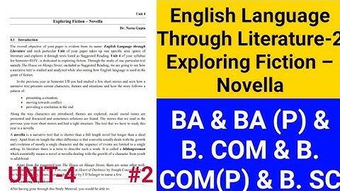 Exploring Fiction – Novella | English Language -2 | Unit- 4 #2 | 3rd and 4th sem English | notes #DU