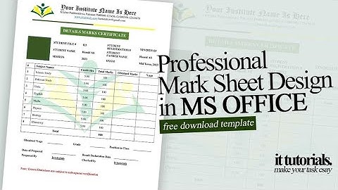 How to Design Profession DMC MarkSheet In MS Word