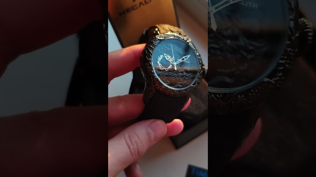 Мужские часы с 3Д гравировкой дракона