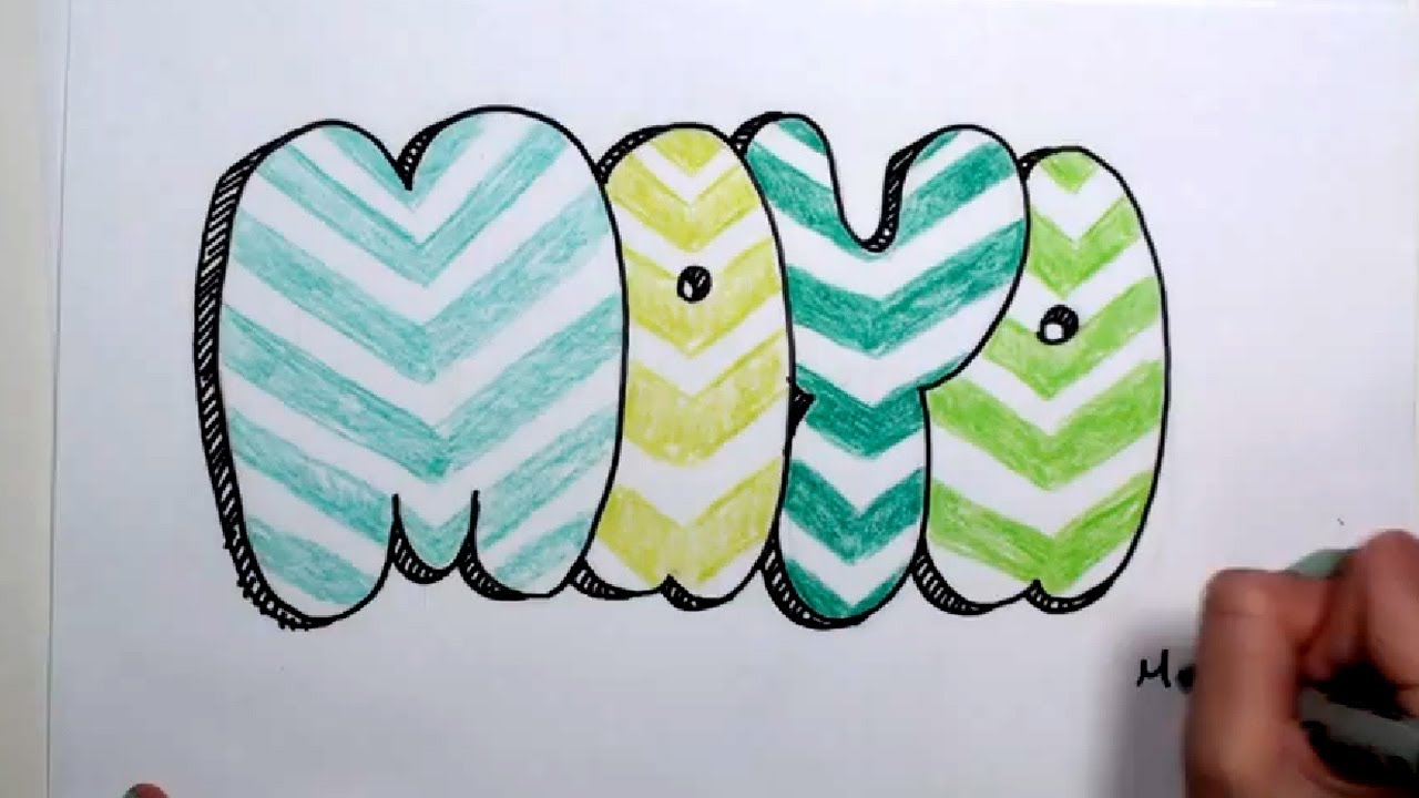 How to Draw Bubble Letters - Maya in Graffiti Letters  Bubble