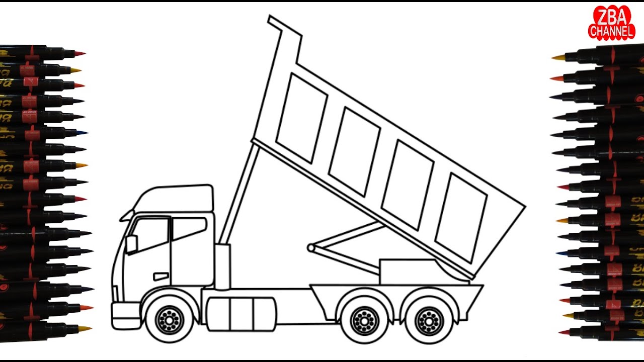 Cara Menggambar dan Mewarnai  Truk  Dump Jomplang Keren 