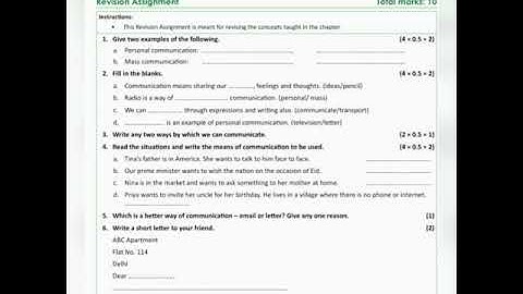 Class - II Subject - EVS Chapter - 4 Communication Topic - Revision Assignment