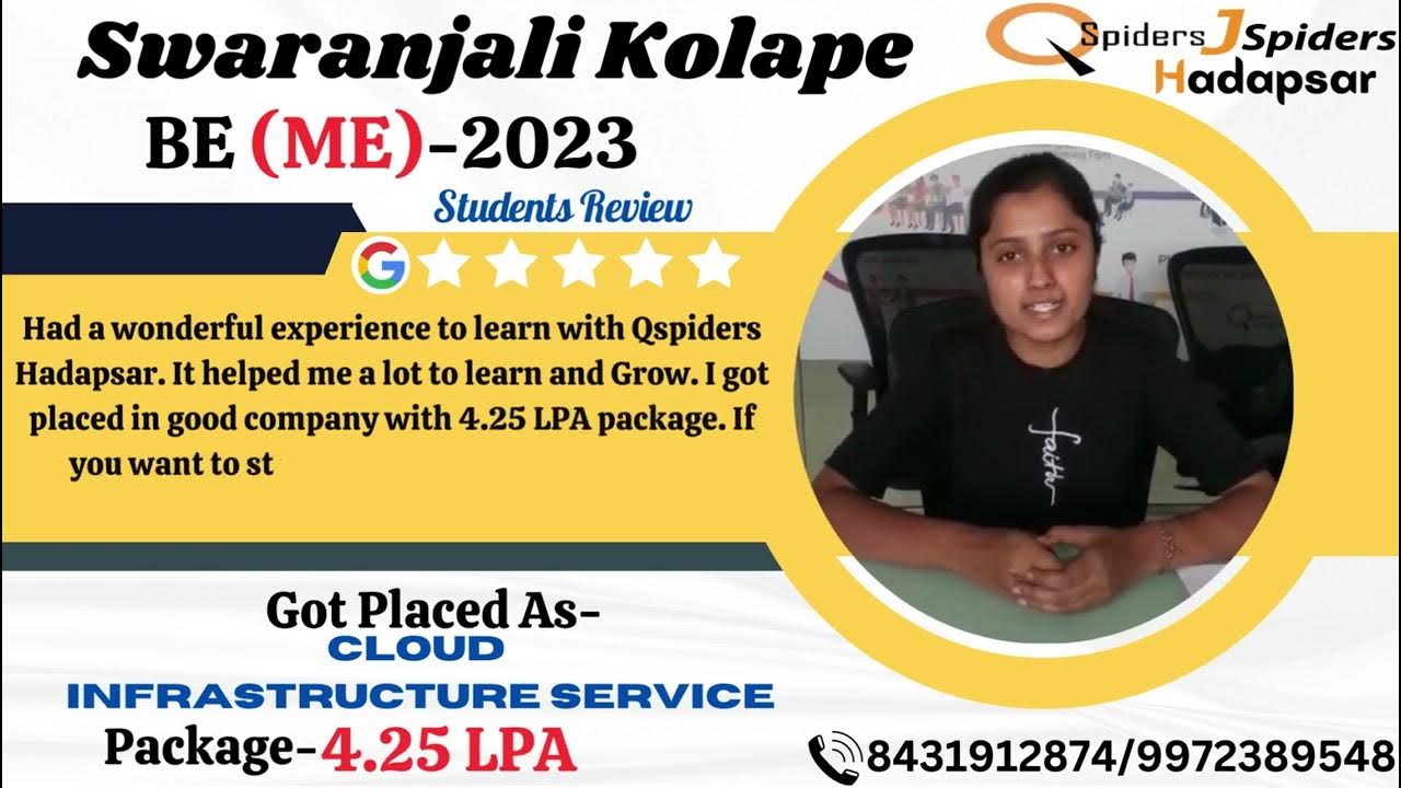 QSPIDERS HADAPSAR STUDENT GOT PLACED AS INFRASTRUCTURE SERVICE