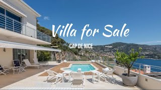 For sale in Nice  a modern sea view villa facing St Jean Cap Ferrat, 5 bedrooms, price 3 780 000€.