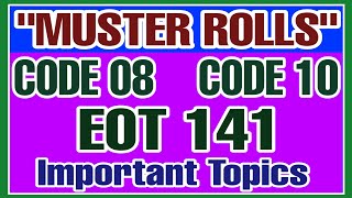 Muster Rolls AP FINANCE CODE Eot 141 code 8 code 10 ACCOUNT TETST FOR SUBORDINATE OFFICERS