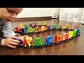 Learn English Alphabet A to Z with a wooden train  Kids learning videos Учим Английский