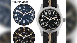 A must-have product #Militado ML05 Watch VH31 Quartz Movement Field Watches Domed Sapphire Crystal