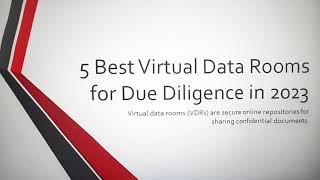 5 Best Virtual Data Rooms for Due Diligence in 2023
