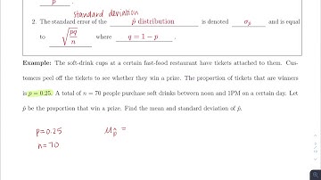Mean and Standard Error (Standard Deviation) of a p-hat Distribution