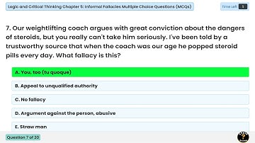 Logic and Critical Thinking Chapter 5  Informal Fallacies Multiple Choice Questions MCQs  P2