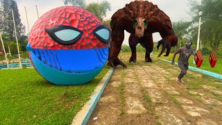 BLACK SPIDER-MAN  vs SPIDER PAC-MAN and TAMPLE RUN in real life!! screenshot 5