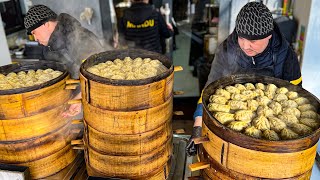 Delicious Uyghur MANDU. Rolled MANTI With PUMPKIN, Beef and Potatoes. Asian Street Food