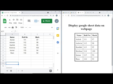 How to display google sheet data on webpage?