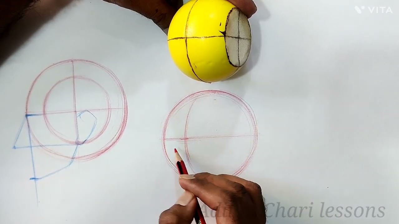 Part 1 - How to draw basic guidelines of human head using simple sphere model