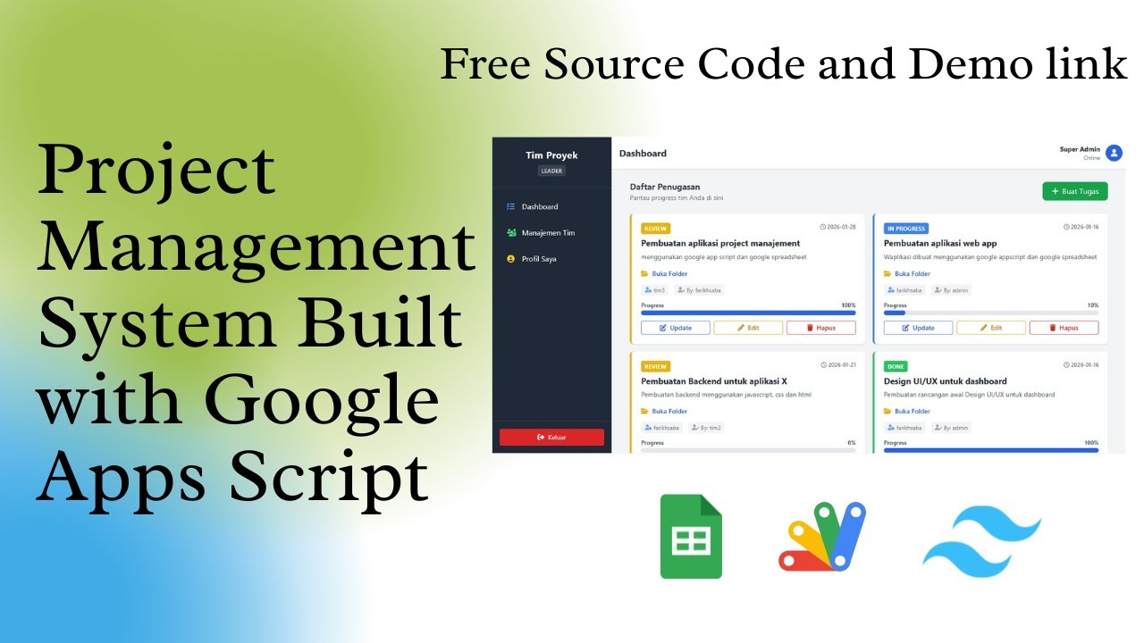 Free Complete Project Management System Built with Google Apps Script | Free Source Code & Demo