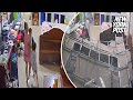 Mom runs back and saves her baby seconds before ceiling collapses above them in daring video