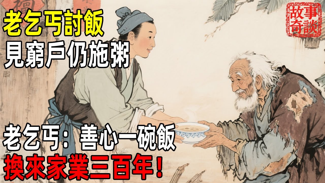 老乞丐討飯，見窮戶仍施粥，老乞丐：善心一碗飯，換來家業三百年！「故事奇談」#故事#民间故事#故事会#民間故事#故事會#温馨故事#民间传统故事